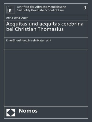 cover image of Aequitas und aequitas cerebrina bei Christian Thomasius